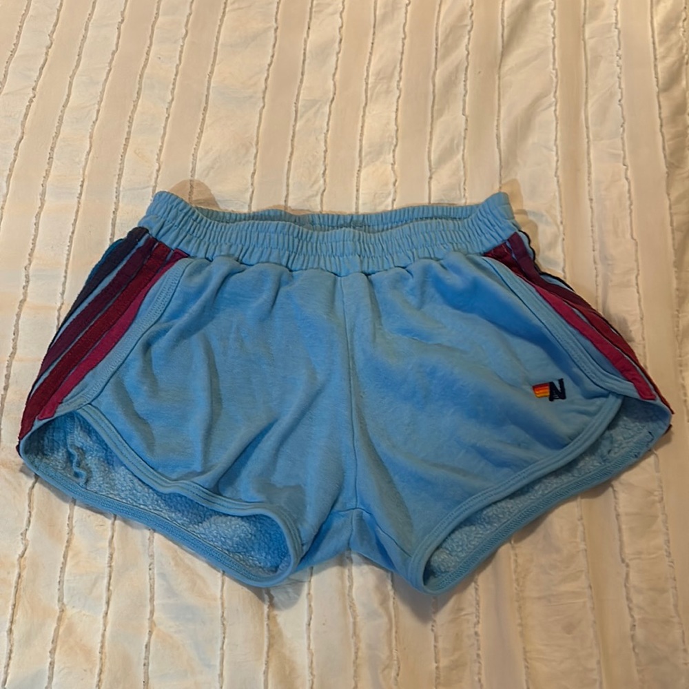 Aviator Nation 5 Stripe Jogger Shorts Sky Blue